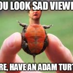 SKYDOESMINECRAFT | YOU LOOK SAD VIEWER; HERE, HAVE AN ADAM TURTLE | image tagged in skydoesminecraft | made w/ Imgflip meme maker