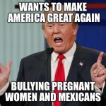 Fat women | WANTS TO MAKE AMERICA GREAT AGAIN; BULLYING PREGNANT WOMEN AND MEXICANS | image tagged in fat women | made w/ Imgflip meme maker