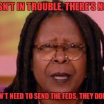 whoopi | CHICAGO ISN'T IN TROUBLE, THERE'S NO CARNAGE; TRUMP DOESN'T NEED TO SEND THE FEDS, THEY DON'T NEED HELP | image tagged in whoopi | made w/ Imgflip meme maker