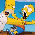 Homer choking Bart