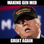 Trump hat text | MAKING GEN MED; GREAT AGAIN | image tagged in trump hat text | made w/ Imgflip meme maker