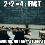 math in a nutshell | 2+2 = 4 :  FACT; 2+2 = 5:  WRONG, NOT AN "ALTERNATIVE FACT." | image tagged in math in a nutshell | made w/ Imgflip meme maker
