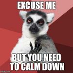 calm down | EXCUSE ME; BUT YOU NEED 
TO CALM DOWN | image tagged in calm down | made w/ Imgflip meme maker