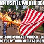 antitrump_protesters | WHAT IT STILL WOULD BE LIKE; IF TRUMP FOUND CURE FOR CANCER....BROUGHT TO YOU BY YOUR MEDIA SOURCES | image tagged in antitrump_protesters | made w/ Imgflip meme maker