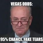 Chuck Schumer Crying | VEGAS ODDS:; 95% CHANCE, FAKE TEARS | image tagged in chuck schumer crying | made w/ Imgflip meme maker