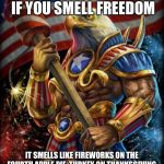 Lost meme comments for livin to FREE | YOU CAN ALWAYS TELL IF YOU SMELL FREEDOM; IT SMELLS LIKE FIREWORKS ON THE FOURTH,APPLE PIE ,TURKEY ON THANKSGIVING, AND OLD PEOPLE FOR SOME REASON | image tagged in freedom eagle opan,funny,memes,freedom,america | made w/ Imgflip meme maker