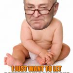 Chuck Schumer baby | DON'T THEY UNDERSTAND? I JUST WANT TO LET POTENTIALLY DANGEROUS PEOPLE INTO THE COUNTRY WITHOUT PROPER VETTING | image tagged in chuck schumer baby | made w/ Imgflip meme maker