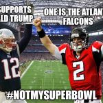 #NotMySuperBowl | ONE SUPPORTS DONALD TRUMP; ONE IS THE ATLANTA FALCONS; #NOTMYSUPERBOWL | image tagged in notmysuperbowl | made w/ Imgflip meme maker