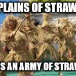 strawman | COMPLAINS OF STRAW MAN; BRINGS AN ARMY OF STRAW MEN | image tagged in strawman | made w/ Imgflip meme maker