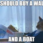 I Should Buy a Boat Cat | I SHOULD BUY A WALL; AND A BOAT | image tagged in i should buy a boat cat | made w/ Imgflip meme maker