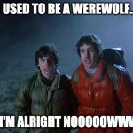 I used to be a werewolf... | I USED TO BE A WEREWOLF... ...BUT I'M ALRIGHT NOOOOOWWWWW! | image tagged in american werewolf | made w/ Imgflip meme maker