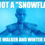 White Walker King | I'M NOT A "SNOWFLAKE."; I'M A WHITE WALKER AND WINTER IS COMING! | image tagged in white walker king | made w/ Imgflip meme maker