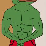 Sad muscle frog