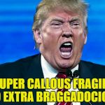 MadTrump | SUPER CALLOUS FRAGILE EGO EXTRA BRAGGADOCIOUS! | image tagged in madtrump | made w/ Imgflip meme maker