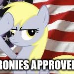 Patriotic Derpy Hooves | BRONIES APPROVED... | image tagged in patriotic derpy hooves | made w/ Imgflip meme maker