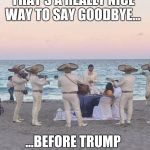 mariachi band beach | THAT'S A REALLY NICE WAY TO SAY GOODBYE... ...BEFORE TRUMP DEPORTS THEM | image tagged in mariachi band beach | made w/ Imgflip meme maker