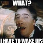 dracula | WHAT? I HAVE TO WAKE UP? | image tagged in dracula | made w/ Imgflip meme maker