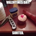 Valentine's Day For One | VALENTINES DAY. SORTED. | image tagged in valentine's day,single,lonely,forever alone | made w/ Imgflip meme maker