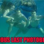 I wonder how much crap was in the water after that photo was taken!!! | FAMOUS LAST PHOTOBOMB | image tagged in shark photobomb,memes,shark,funny,photobomb,animals | made w/ Imgflip meme maker