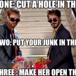 If you need an idea for Valentine's Day  | STEP ONE: CUT A HOLE IN THE BOX; STEP TWO: PUT YOUR JUNK IN THE BOX; STEP THREE : MAKE HER OPEN THE BOX | image tagged in d in a box,funny,memes,valentine's day,animals,gifs | made w/ Imgflip meme maker