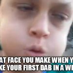 Im not that stoned | THAT FACE YOU MAKE WHEN YOU TAKE YOUR FIRST DAB IN A WHILE | image tagged in dabs,that face you make when | made w/ Imgflip meme maker