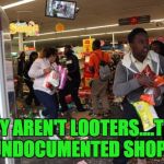 looters | THEY AREN'T LOOTERS....THEY ARE UNDOCUMENTED SHOPPERS | image tagged in looters | made w/ Imgflip meme maker