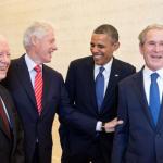 Presidents laughing