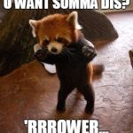Animals to humans | U WANT SOMMA DIS? 'RRROWER... | image tagged in animals to humans | made w/ Imgflip meme maker