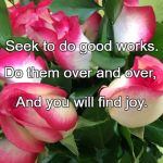 Lovingkindness | Seek to do good works. Do them over and over, And you will find joy. | image tagged in lovingkindness | made w/ Imgflip meme maker