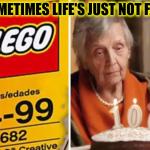 sad grandma with legos