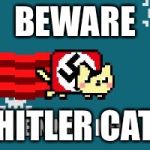 Nyan cat | BEWARE; HITLER CAT | image tagged in nyan cat | made w/ Imgflip meme maker