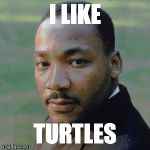 Martin Luther King Jr. | I LIKE; TURTLES | image tagged in martin luther king jr | made w/ Imgflip meme maker