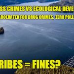 It's Oily Poison | VICTIM-LESS CRIMES VS ECOLOGICAL DEVESTATION; 82,109 INCARCERATED FOR DRUG CRIMES, 
ZERO POLLUTERS JAILED; BRIBES = FINES? | image tagged in oil,pollution,crime,spill,brink of disaster,canadian politics | made w/ Imgflip meme maker