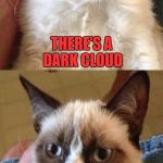 Grumpy Cat 2x Smile | INSIDE EVERY SILVER LINING; THERE'S A DARK CLOUD | image tagged in grumpy cat 2x smile | made w/ Imgflip meme maker