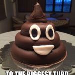 Turd birthday | HAPPY BIRTHDAY; TO THE BIGGEST TURD I'VE NEVER MET. | image tagged in turd birthday | made w/ Imgflip meme maker