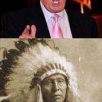Donald Trump and Native American | ILLEGAL IMMIGRANTS NEED TO LEAVE; K, WHEN YOU GOING? | image tagged in donald trump and native american | made w/ Imgflip meme maker