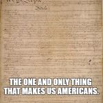 Constitution | THE ONE AND ONLY THING THAT MAKES US AMERICANS. | image tagged in constitution | made w/ Imgflip meme maker