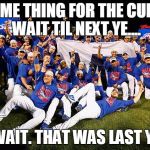 Last Year Was Next Year | SAME THING FOR THE CUBS. WAIT TIL NEXT YE.... OH, WAIT. THAT WAS LAST YEAR! | image tagged in 2016 chicago cubs,lovable losers,baseball,world series | made w/ Imgflip meme maker