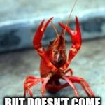 Birthday crawfish | WHAT LOOKS TASTE  AND SMELLS LIKE SEAFOOD; BUT DOESN'T COME FROM THE SEA | image tagged in birthday crawfish | made w/ Imgflip meme maker