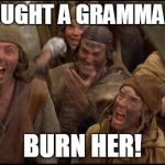 We should do this | WE CAUGHT A GRAMMAR NAZI; BURN HER! | image tagged in monty python witch,monty python week | made w/ Imgflip meme maker