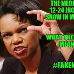 Condoleezza Rice | THE MEDIA SAID 12-24 INCHES OF SNOW IN MICHIGAN; WHAT THEY REALLY MEANS IS; #FAKENEWS | image tagged in condoleezza rice | made w/ Imgflip meme maker