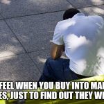 Depressed sitting on a bench | HOW YOU FEEL WHEN YOU BUY INTO MAIN STREAM MEDIA LIES, JUST TO FIND OUT THEY WERE LYING. | image tagged in depressed sitting on a bench | made w/ Imgflip meme maker