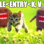 Kittens Running from Domo | TUPLE<ENTRY<K, V, V2> | image tagged in kittens running from domo | made w/ Imgflip meme maker