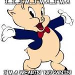 Porky | I...I...I'M...I'M A...I'M A; I'M A WEARIN' NO PANTS! | image tagged in porky | made w/ Imgflip meme maker