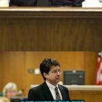 This one is short. I promise! | SO YOUR RED AND BLUE LIGHTS WERE FLASHING? YES SIR; AND WHAT DID THE DEFENDANT SAY WHEN SHE GOT OUT OF HER CAR? WHAT CLUB ARE WE AT? | image tagged in lawyer and cop testifying | made w/ Imgflip meme maker