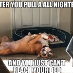 Faith | AFTER YOU PULL A ALL NIGHTER; AND YOU JUST CAN'T REACH YOUR BED | image tagged in faith | made w/ Imgflip meme maker
