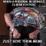 memehole  | WHEN A PERSONAL RESPONSE IS BENEATH YOU; JUST GIVE THEM MEME | image tagged in memes | made w/ Imgflip meme maker