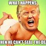 Cry baby Trump | WHAT HAPPENS; WHEN HE CAN'T SEAL THE DEAL | made w/ Imgflip meme maker