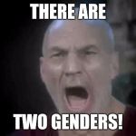 I will not speak your words, I will not utter your lies | THERE ARE; TWO GENDERS! | image tagged in picard four lights,transgender | made w/ Imgflip meme maker