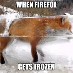 Mozila firefox froze again... | WHEN FIREFOX; GETS FROZEN | image tagged in firefox frozen | made w/ Imgflip meme maker